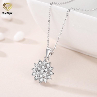 Dây chuyền bạc Ý 925 Huệ Ngân -Hoa đá D160008