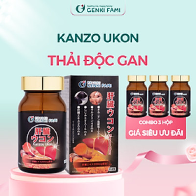 Combo 3 Hộp Viên Uống Bổ Gan Kanzo Ukon Genki Fami Nhật Bản Hỗ Trợ Giải Độc, Bảo Vệ Tăng Cường Chức Năng Gan