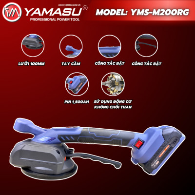 MÁY HÍT-RUNG GẠCH PIN 21V 13CM YMS-M200RG YAMASU ( 2PIN+1 SẠC) - HÀNG CHÍNH HÃNG