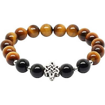 Vòng Thạch Anh Mắt Hổ Vàng Nâu Mix Mã Não Đen 8mm Ngọc Quý Gemstones VT81