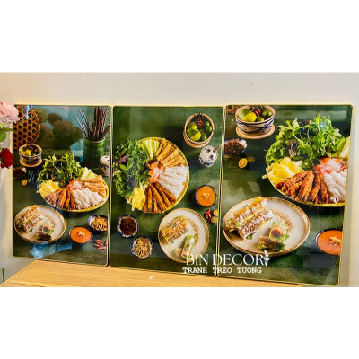 (ẢNH THẬT) Tranh treo tường nem nướng 1 trang trí decor quán ăn nhà hàng kèm đinh treo
