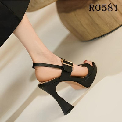 Giày sandal nữ cao gót 11 phân hàng hiệu rosata đẹp màu đen thời trang cao cấp ro581
