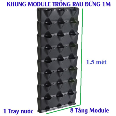 Chậu Trang Trí Cây Ban Công Đứng Vertical nhập khẩu Minigarden Bồ Đào Nha KÈM giải pháp Tưới Nhỏ Giọt Bán tự động dù ban công KHÔNG có vòi cấp nước (gồm 8 tầng Module + 1 Tray nước + Bộ tưới)