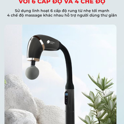 Máy massage cầm tay Buheung MK-229, thiết kế công thái học, 4 đầu massage, BH chính hãng 12 tháng