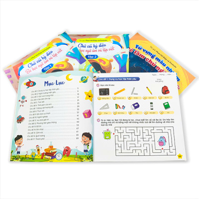 Combo Sách Chữ Cái Kỳ diệu, Từ Vựng Màu Nhiệm và Kho Báu Câu Chuyện có App Bài Giảng cho bé sẵn sàng bước vào lớp 1