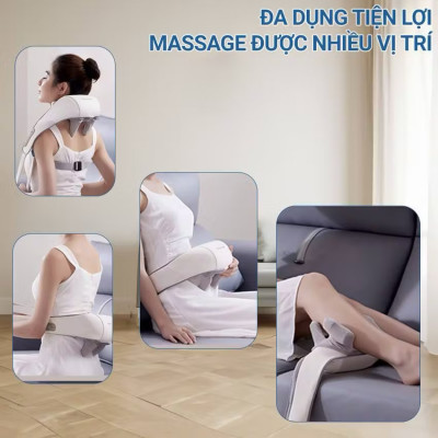 ￼Máy Massage cổ vai gáy Eazylife, nén nóng hồng ngoại 6D, Đai Mát Xa Đa Năng