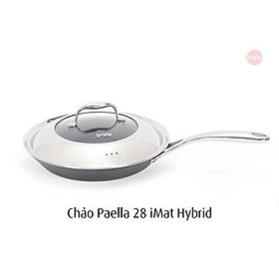 [Hàng chính hãng]Chảo inox iMat Hybrid Blackcube Pealla 28cm kèm vung,chống dính gốm Ceramic đen mới