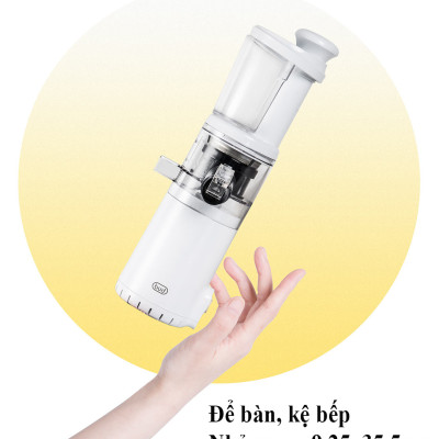 Máy Ép Chậm trái cây mini BUD BJ08 cơ chế hai kênh, tách rời bã cặn riêng biệt, tốc độ 60 vòng/phút