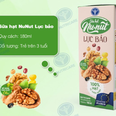 Thùng sữa nước Nunut 6 loại hạt Ngọc Lục Bảo ít đường giúp giải toả mệt mỏi bổ sung dinh dưỡng (48 hộp x 180m)
