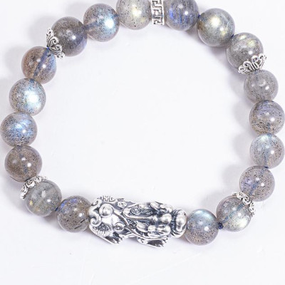 Vòng Tay Phong Thủy Nữ Đá Labradorite Phối Charm Tỳ Hưu Bạc (6mm) Nhiều Mệnh Ngọc Quý Gemstones