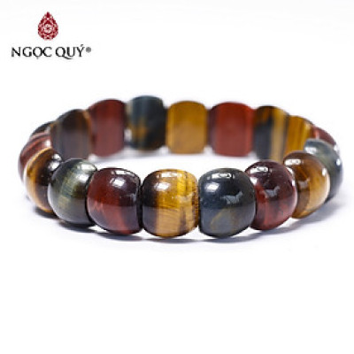 Vòng đá thạch anh mắt hổ tam tài bản 13x14mm - Ngọc Quý Gemstones