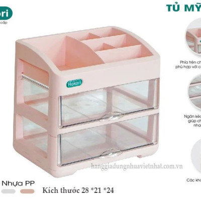 Tủ đựng mỹ phẩm, đồ dùng trang điểm, trang sức 2 tầng nhựa Hokori Việt Nhật