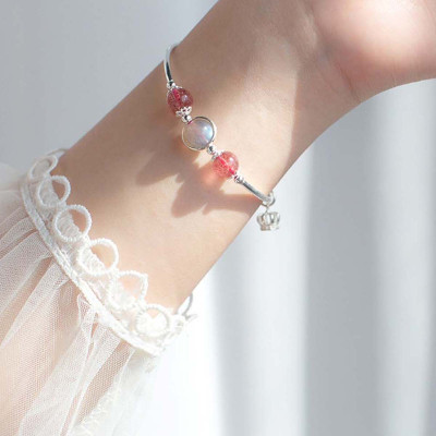 Vòng tay bạc đá thiên nhiên phối charm vương miệng - Ngọc Quý Gemstones