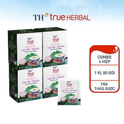 Combo 4 hộp trà thảo dược TH true HERBAL Lạc tiên – Tâm sen (20 gói)