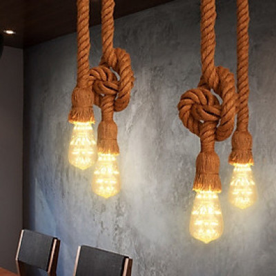 Đèn thả trần dây thừng 2m, 2 đuôi đèn (Không bóng đèn)