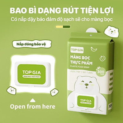 Túi bọc thực phẩm treo tường TOPGIA, chất liệu PE an toàn, chun siêu dai và đàn hồi cao.