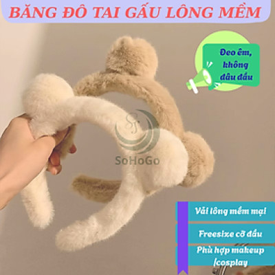 Băng Đô Tai Gấu Lông Mềm Siêu Cưng -Bờm Tai Gấu Lông Mịn Dễ Thương -Băng Đô Tai Gấu Lông Xù Hàn Quốc