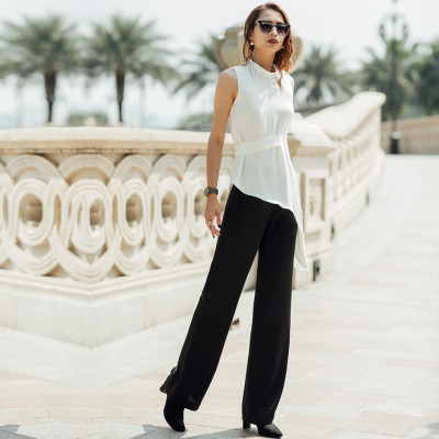 Áo Kiểu Peplum Áo Lệch Tà Thời trang thiết kế Hity TOP118 (Trắng Kim Cương)