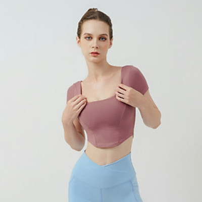 Áo Croptop Tập Yoga Gym Hibi Sports Cr823, Kiểu Corset Cổ Vuông, Kèm Mút Ngực