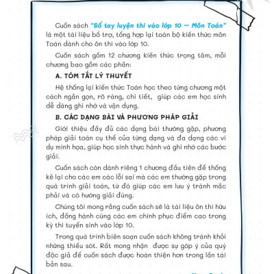 Sổ Tay Luyện Thi Vào Lớp 10 Môn Toán