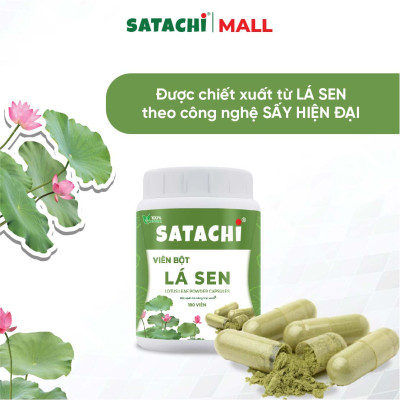 Viên Bột Lá Sen Nguyên Chất SATACHI – 100% Lá Sen – Dạng Viên Tiện Lợi – Hộp 180 viên