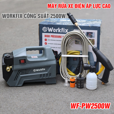 Cam Kết Lõi Đồng 100% - Máy rửa xe mini gia đình Workfik 2500w-Máy xịt rửa cao áp có tạo bọt tuyết tặng kèm đầy đủ phụ kiện, Bảo hành Chính hãg