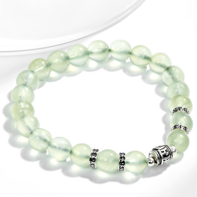 Vòng tay thạch anh xanh phối charm lục tự bạc (7mm) Ngọc Quý Gemstones