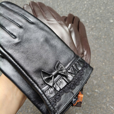 Găng tay nữ da cừu BHY8738 Bao tay nữ, lót lông siêu ấm, cám ứng điện thoại