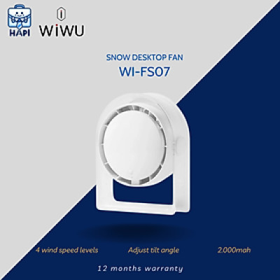 Quạt để bàn hàng chính hãng WiWU Snow Small Hurricane 2.000mAh Wi-FS07: Quạt mini tích điện, điều chỉnh góc độ