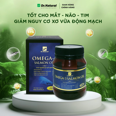 Viên Uống Dầu Cá Hồi Úc Dr Natural Omega 3 Salmon Oil 180 Viên | Tốt Cho Mắt, Não, Tìm, Giảm Nguy Cơ Xơ Vữa Động Mạch - Hàng Chính Hãng