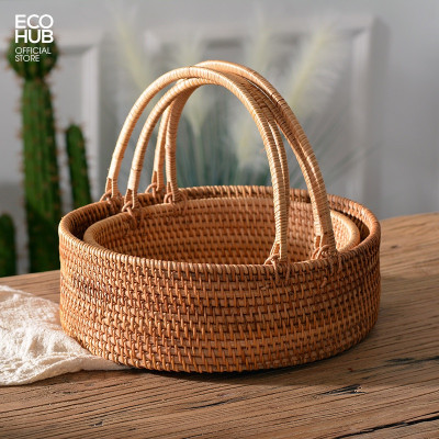 Giỏ mây ECOHUB có tay cầm đựng bánh mì, hoa quả