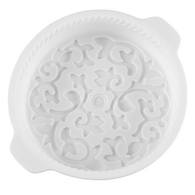 Khuôn silicon làm đế bánh, rau câu hình tròn hoa văn kiểu - Loại 28 cm – Mã số 1141