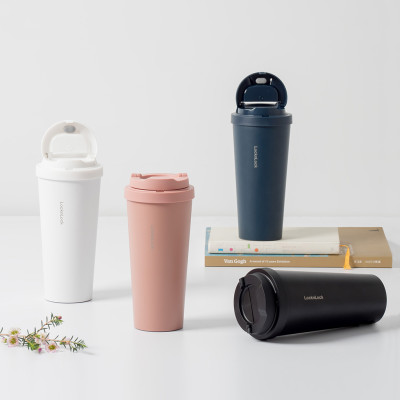 Ly giữ nhiệt LocknLock 550ml màu trắng LHC3249WHT - Hàng chính hãng, mở nắp một chạm, chất liệu thép không gỉ miệng ly rộng - JoyMall