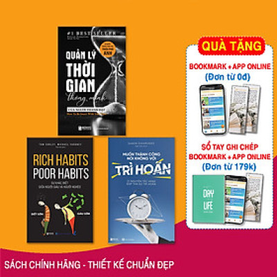 Bộ 3 cuốn sách kỹ năng mềm độc nhất mọi thời đại NT"Rich habits, poor habits: Sự khác biệt giữa người giàu và người nghèo ,Quản lý thời gian thông minh của người thành đạt: Bí quyết thành công của triệu phú Anh , Muốn thành công nói không với trì hoãn – 2