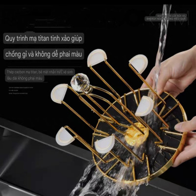  KHAY ÚP LY TRÒN INOX XOAY 360 ĐỘ – SANG TRỌNG & TIỆN DỤNG ✨