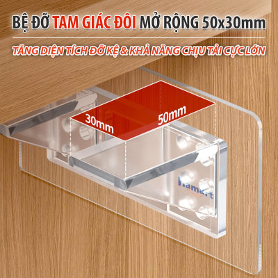 Móc Tam Giác Đôi Đỡ Kệ Gỗ Lớn Kê Giá Chia Ngăn Tủ Quần Áo Vách Nhựa Bếp Ke Góc L Dán Tường Siêu Dính