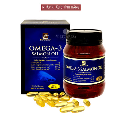 Bộ Sản Phẩm Giúp Bổ Mắt, Bổ Não, Bổ Tim Mạch: Viên Uống Dầu Cá Hồi Omega 3 Salmon Oil 180 Viên, Viên Uống Bổ Tim Go Co Q10 160mg 30 Viên