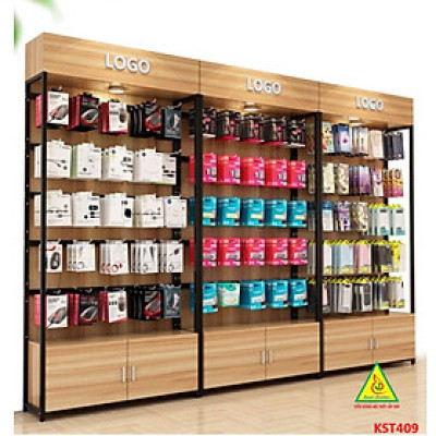 Kệ trưng bày sản phẩm, hàng hóa , kệ trang trí khung sắt mặt gỗ KST409 - Nội thất lắp ráp Viễn Đông Adv