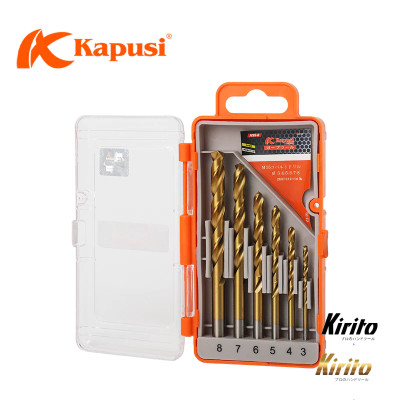 Bộ Mũi khoan inox hãng Kapusi Nhật Bản các gồm 6 cây cỡ 3mm, 4mm, 5mm, 6mm, 7mm, 8mm