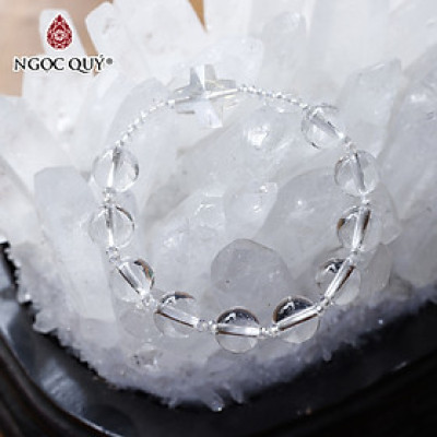 Vòng mân côi đá thạch anh trắng 10mm mệnh thủy, kim - Ngọc Quý Gemstones