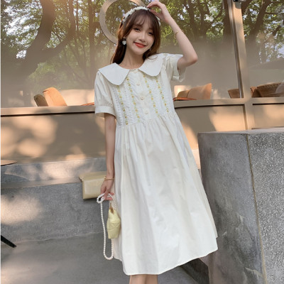 ĐẦM BẦU VÁY BẦU CÔNG SỞ CỔ SEN THÊU  NGƯC sau sanh có  nút mở cho bé  ti