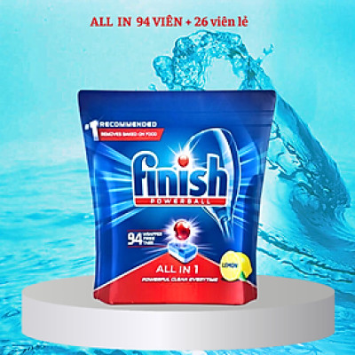 Viên rửa bát Finish Quantum All in one 100 viên- ĐỨC (Dùng cho máy rửa bát)