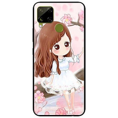 Ốp lưng dành cho Realme C15 mẫu Nàng Chibi Nền Hồng