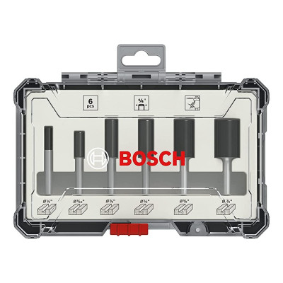BỘ MŨI PHAY THẲNG 6 MÓN (MỚI) BOSCH 2607017467 - HÀNG CHÍNH HÃNG