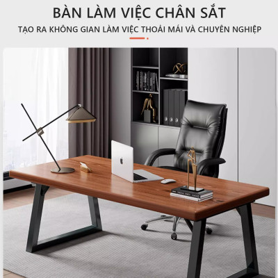 Bàn làm việc văn phòng thiết kế hiện đại mặt gỗ dày 30mm khung thép chống ghỉ thương hiệu IGA - GM121A