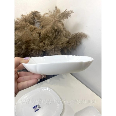 Bộ 3 đĩa(dĩa) thủy tinh sâu lòng Lotusia 22cm N3622*3, thủy tinh không chứa chì, dùng cho lò vi sóng và máy rửa bát