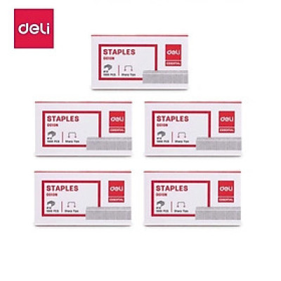 Combo 5 hộp kim bấm Deli 0010 / 0012 / 0013 / 0015 / 0017 - Đạn ghim Deli nhiều kích cỡ