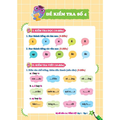Sách - Bộ Đề Kiểm Tra Tiếng Việt Lớp 1 - Tập 1 - Minh Thắng