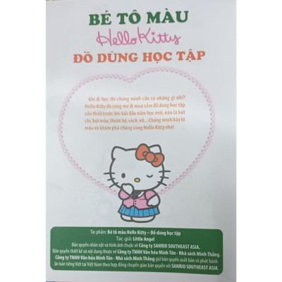 Sách - Bé Tô Màu Hello Kitty - Đồ Dùng Học Tập - Tặng Kèm Sticker Xinh Xắn - Minh Thắng