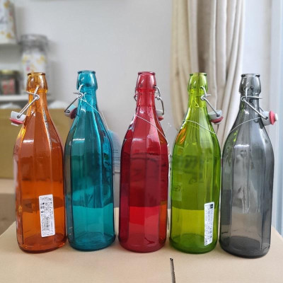 Chai thủy tinh nắp cài Oxford 1L - màu sắc 